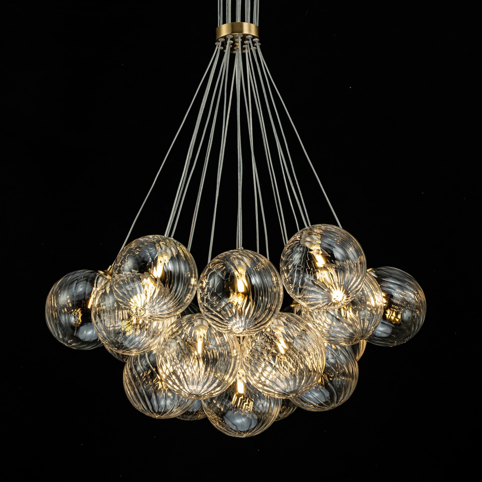 13/ 19-Light Modern Glam Large Sputnik Cluster Glass Globe Bubble Chandelier with Swirled Glass Bubble Globe (Bulb Not Included)