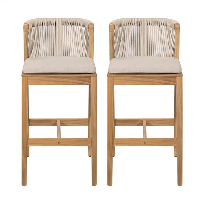 Teak Finished Wood with Beige Cushion - Teak