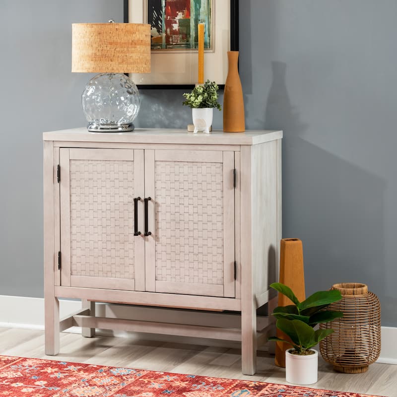 Dudley Wood 2-Door Adjustable Accent Cabinet - Pebble Grey