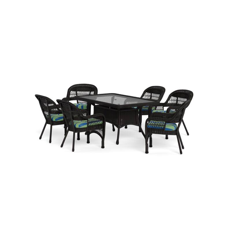 Portside Dark Roast Outdoor Wicker Dining Set (7-Piece)
