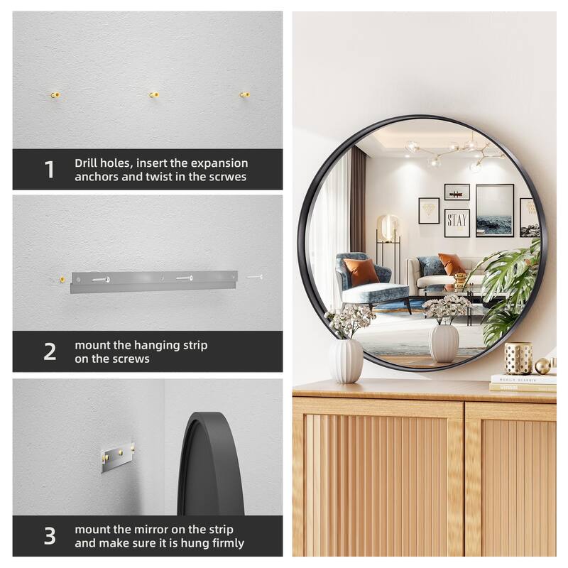 Round Black Frame Bathroom Vanity Mirror