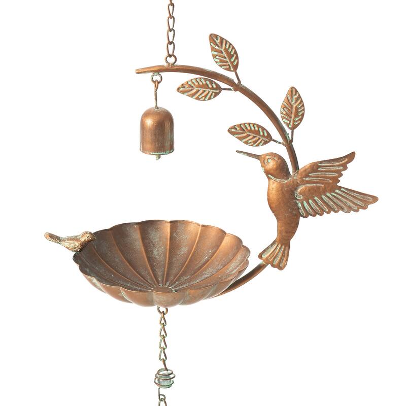 Glitzhome 25"H Faux Copper Patina Finish Hummingbird Birdfeeder