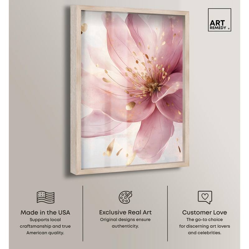 Pink and Gold Bloom Shadowbox by Art Remedy