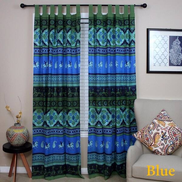 Shop Curtains For Living Room Cotton Kalamkari Floral Tie Dye Tab