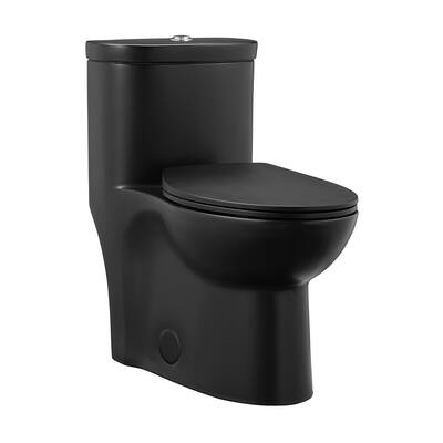 Besanon One-Piece Elongated Toilet Dual-Flush In Matte Black 1.1/1.6 Gpf - 27.75" x 15.55" 28.4"