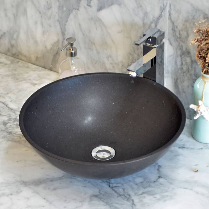 Single Bowl Round Bathroom Sink - 5.5"H x 16.5"W x 16.5"D
