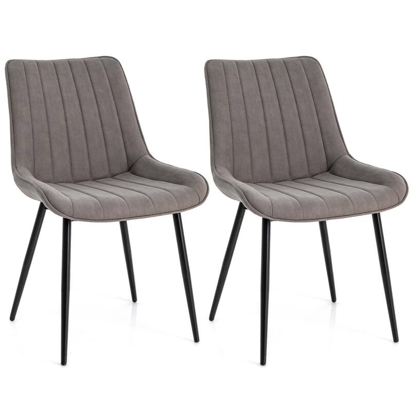 Costway Dining Chair Set of 2 Upholstered Leisure Chairs with Metal - See Details