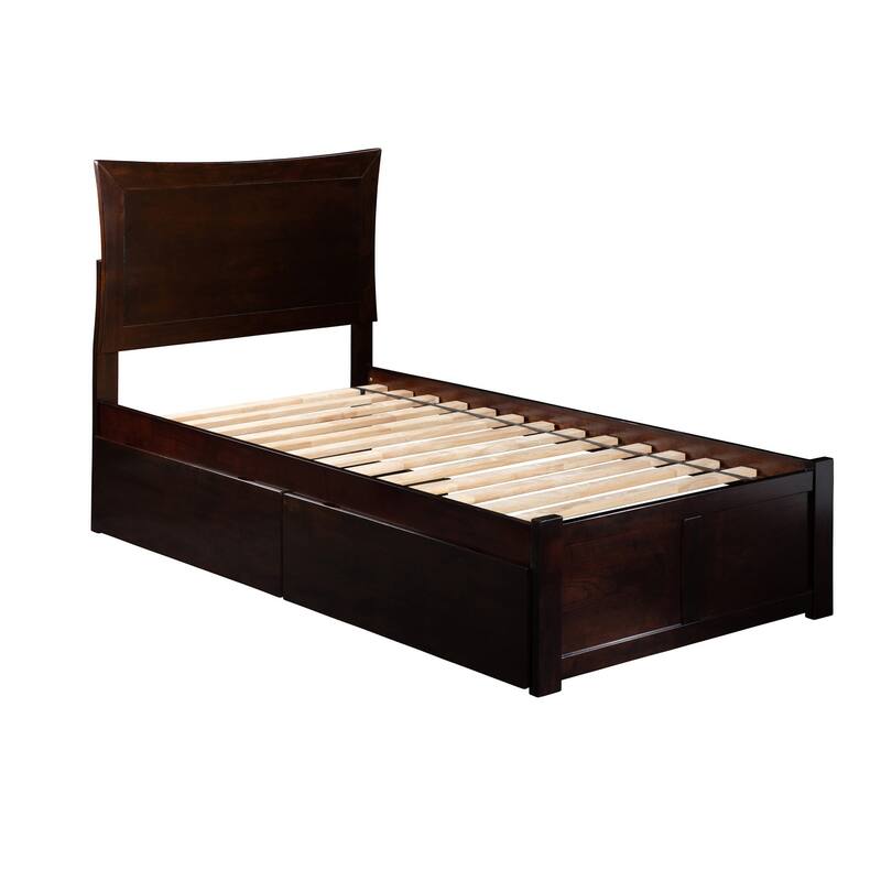 Modern King Bed Platform with Drawers - Espresso Finish, Storage Bed, Sleek Design, Home Bedroom Furniture