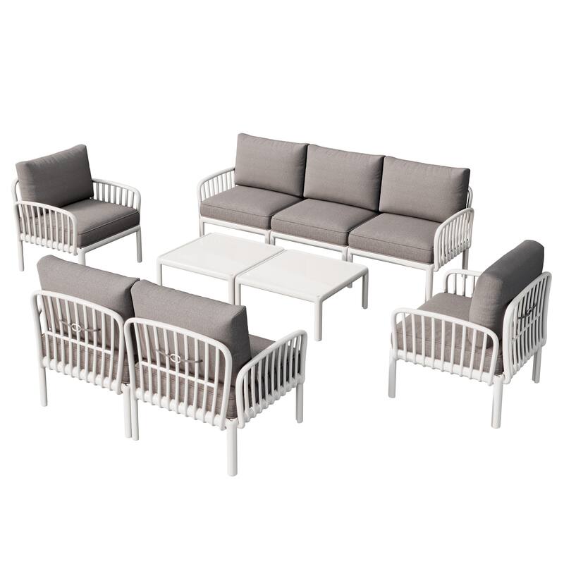 Christopher Knight Home - Ashton 5-Piece Outdoor Patio Sectional with Two Coffee Tables, Deep Seating and Plush Cushions