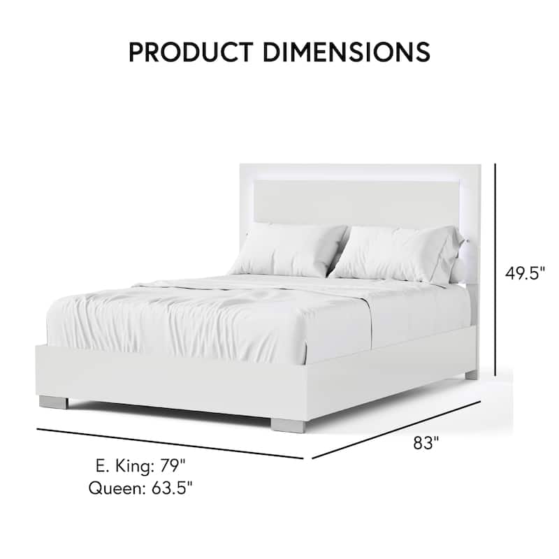 Furniture of America Erina Modern Glossy Panel Bed with LED Light Headboard