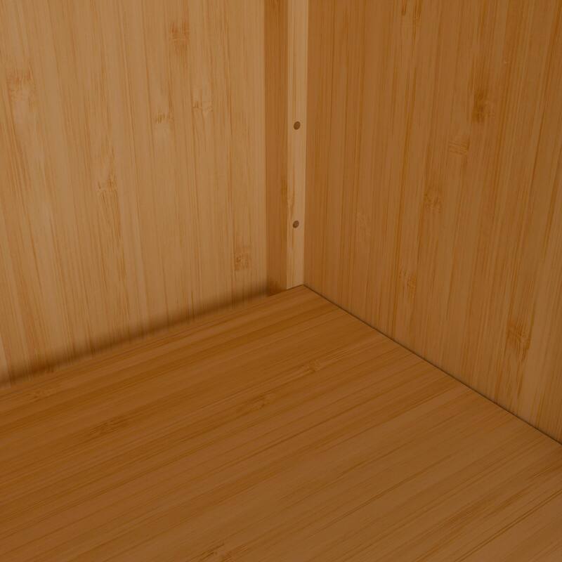 Anmytek 41 Inch Bamboo Tall Storage Cabinet, Single Door Floor Cabinet with Shelf for Bathroom Living Room