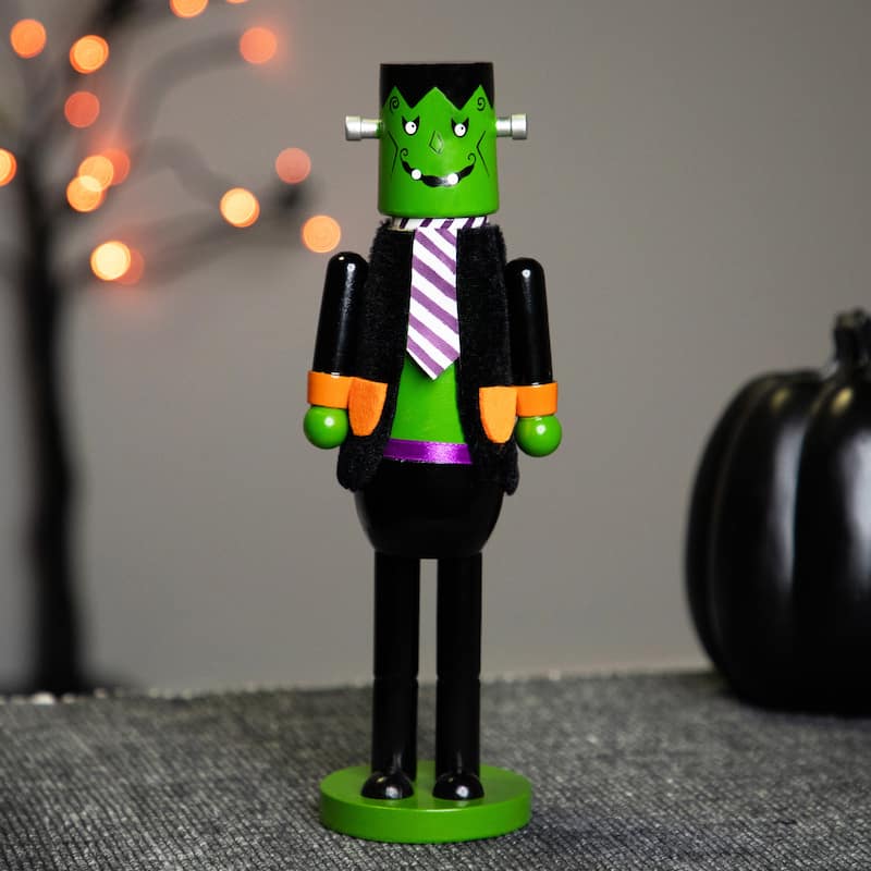 Frankenstein's Monster Nutcracker Halloween Figure - 10.5" - Green and Black