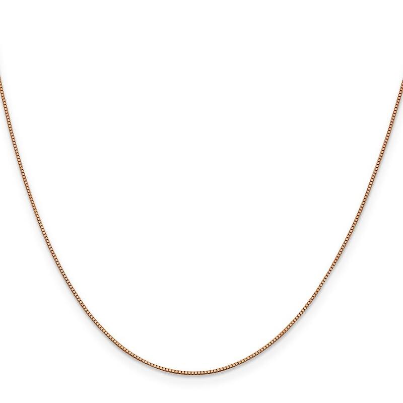 Curata 14k Rose Gold Diamond Cut 0.6mm Box Chain Necklace (Lobster) Option 16 18 20 24