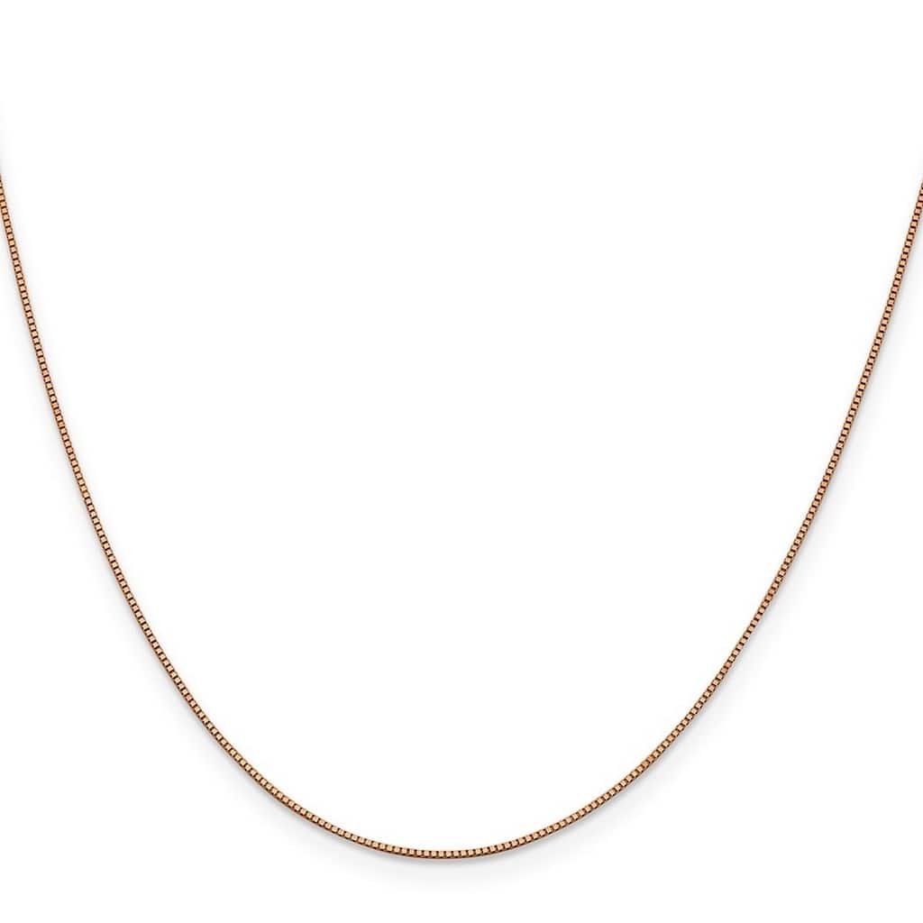 Curata 14k Rose Gold Diamond Cut 0.6mm Box Chain Necklace (Lobster) Option 16 18 20 24