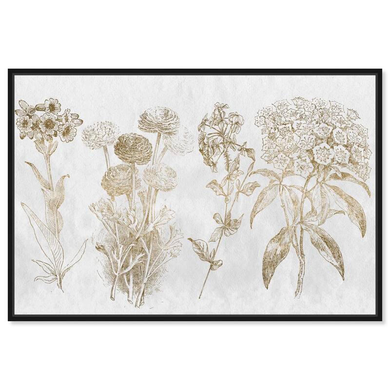 Floral Selection Quad Canvas by Art Remedy - 45" x 30" - Black