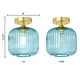 preview thumbnail 8 of 16, River of Goods Ignace Brushed Gold Metal 10.25-Inch Ceiling Light with Frosted White Glass Globe Shade