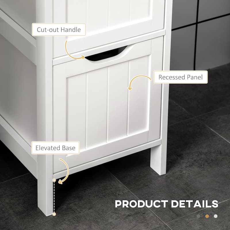 kleankin Narrow Bathroom Cabinet with 3 Drawers and 2 Tier Shelf, Tall Cupboard Freestanding Linen Tower, Slim Corner Organizer