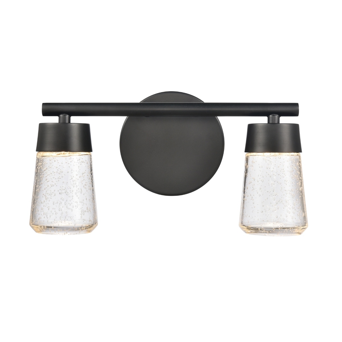 Atlas Lighting Jergen Matte Black and Seeded Glass LED Bathroom Vanity Light - 2-Light