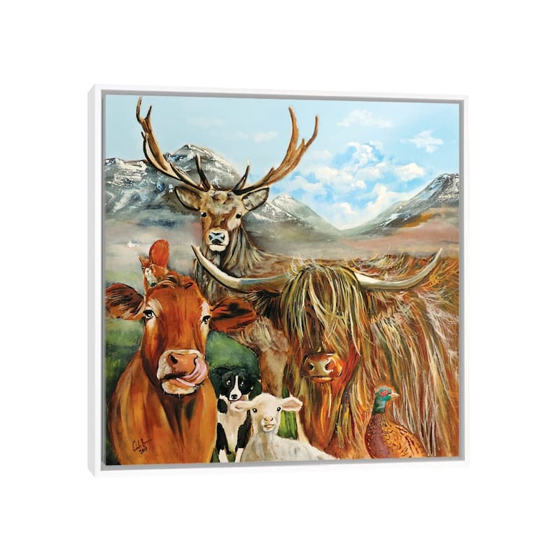 iCanvas "Scottish Locals" by Gordon Bruce Framed Canvas Print - White - 26x26