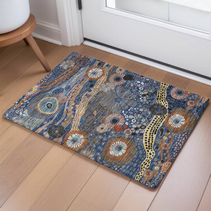 Machine Washable Indoor/ Outdoor Whimsy Floral Chantille Rug
