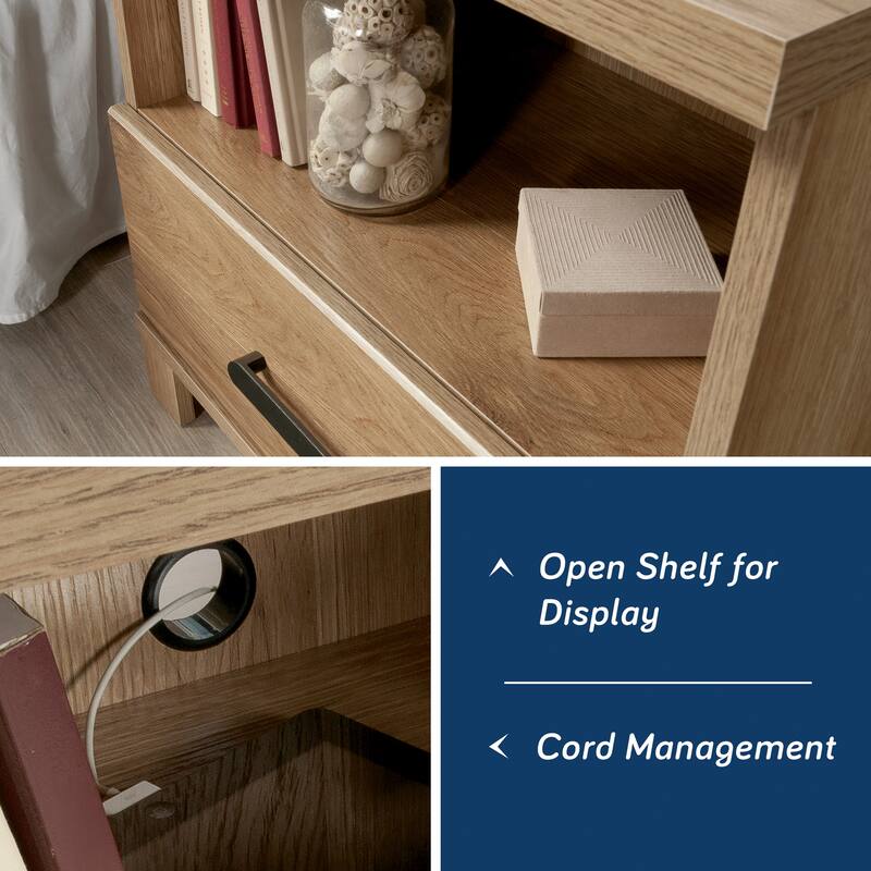 Wood Country Nightstand with 1 Drawer and Open Shelf, Brown