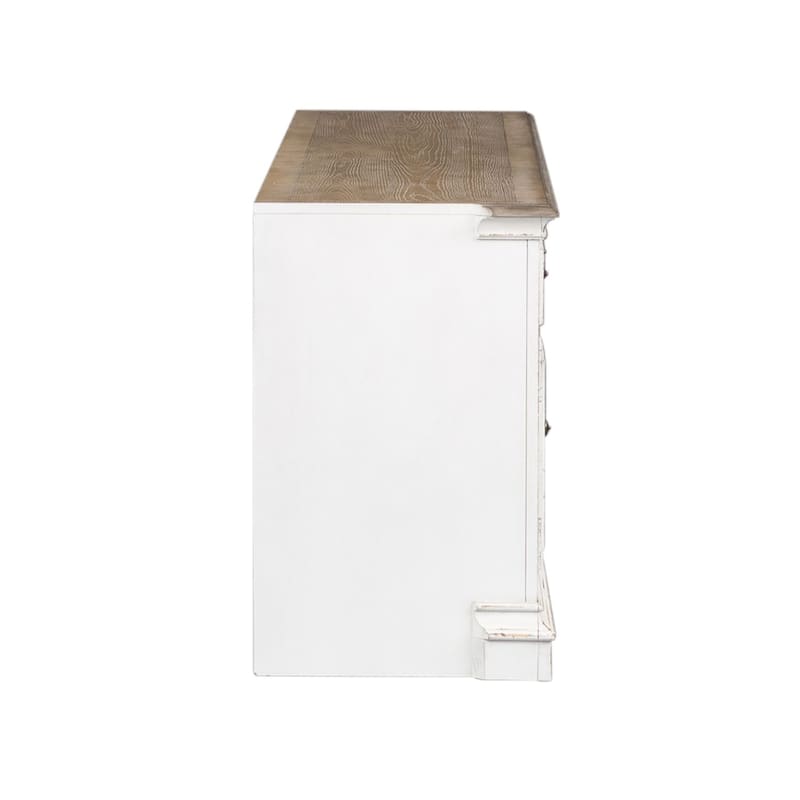 Magnolia Manor Antique White & Weathered Bark Entertainment TV Stand - 73" Wide