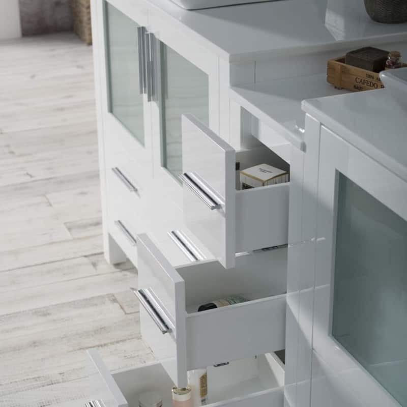 Blossom Sydney 84" Double Sink Vanity with Side Cabinets & Mirrors