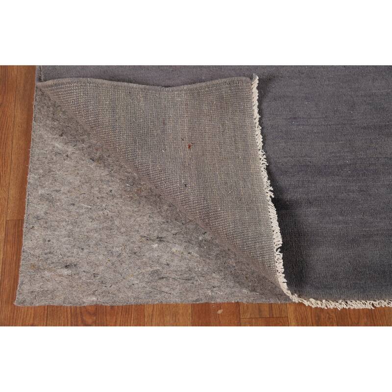 Modern Gray Blue Gabbeh Area Rug Handmade Wool Carpet - 6'7" x 9'8"