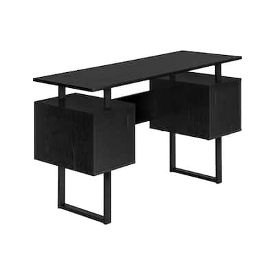 Computer Desk, Home Office, Laptop, Storage, 48"l, Work, Black Laminate, Black Metal, Contemporary, Modern