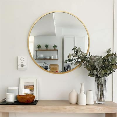 Circle Mirror 16 Inch Brushed Aluminum Frame