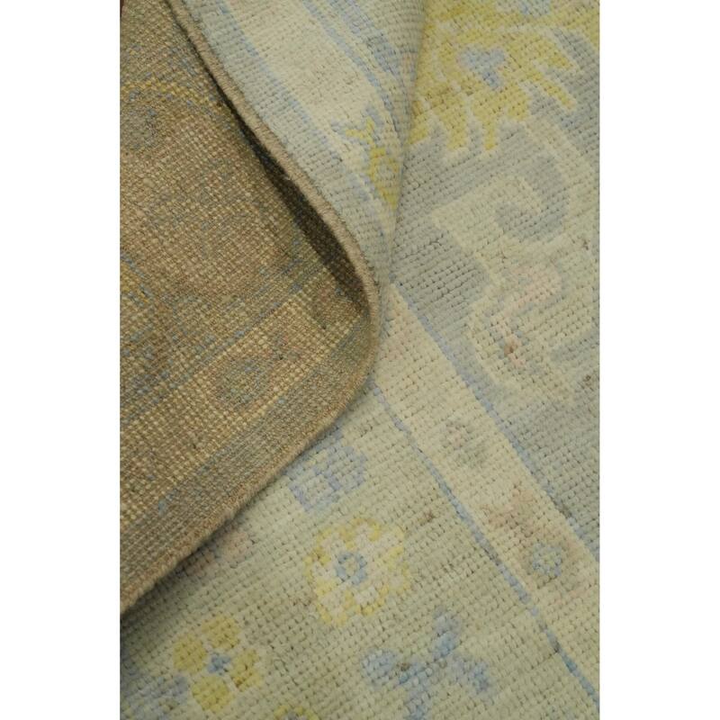 Vegetable Dye Wool Oushak Turkish Area Rug, Floral Geometric Carpet - 10' 1'' X 8' 3''