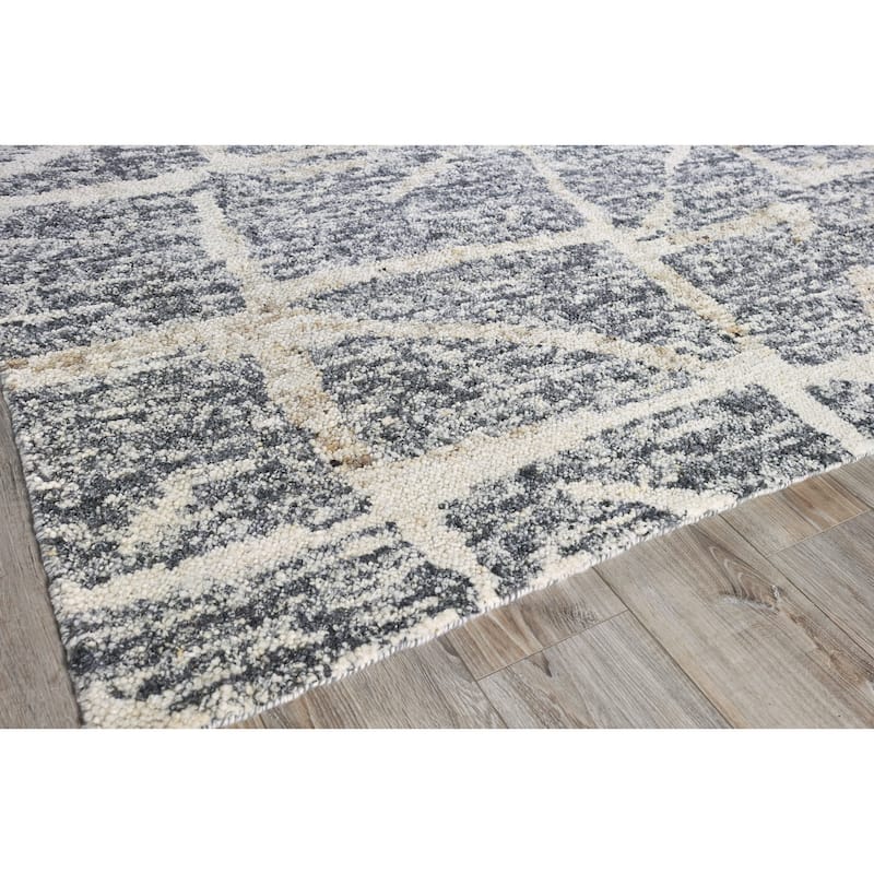 EXQUISITE RUGS Tahoe Hand-knotted Wool Grey/Ivory Area Rug.