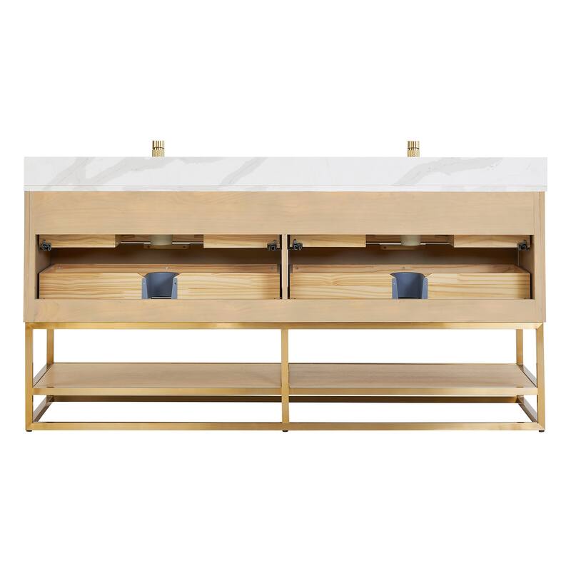 Milagro Bath Vanity with White Quartz Stone Top without Mirror
