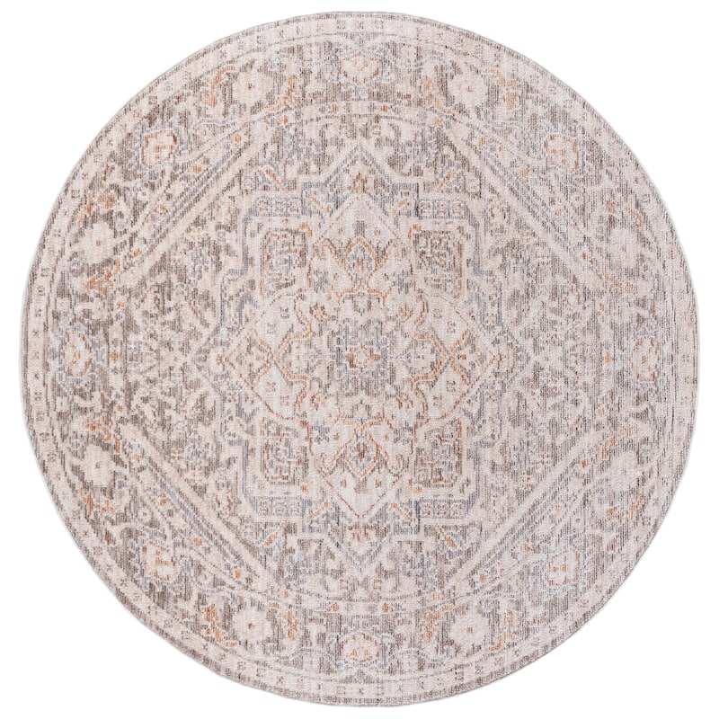 Martha Stewart by SAFAVIEH Cristie Traditional Oriental Rug - 6'3" Round - Grey/Ivory
