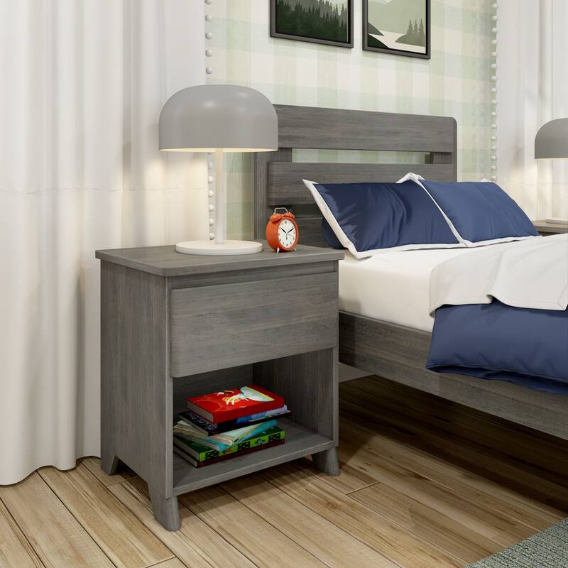 Max and Lily Farmhouse Nightstand with 1 Drawer - Driftwood