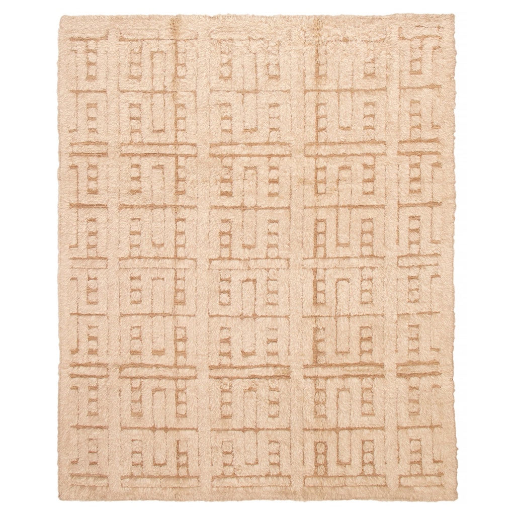 ECARPETGALLERY Hand-knotted Tangier Cream Wool Rug - 9'8 x 13'9