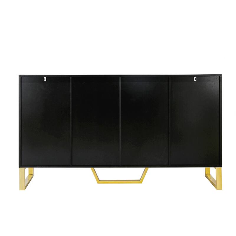 Modern sideboard with Four Doors, Metal handles & Legs and Adjustable Shelves Kitchen Cabinet