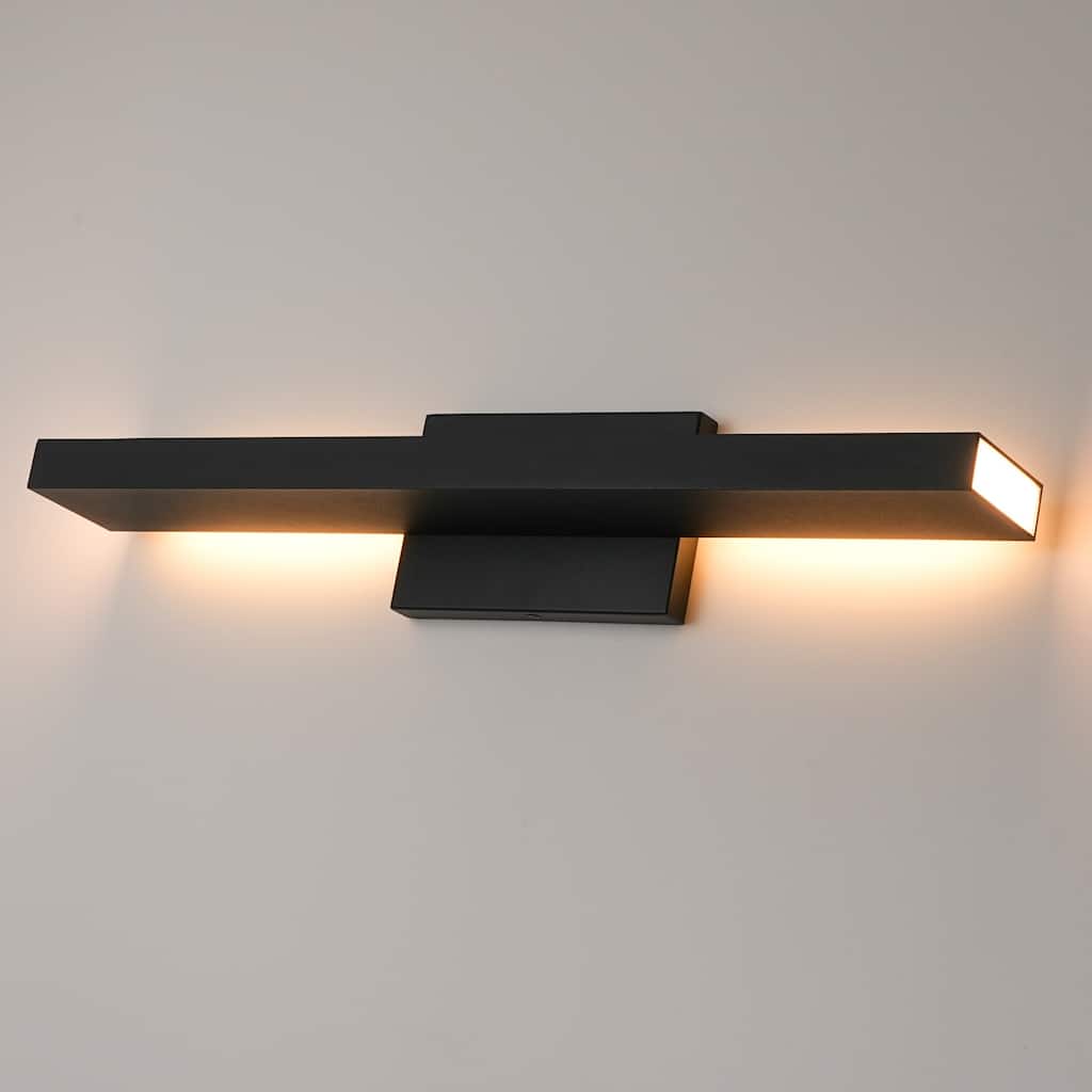 23.6" Modern Black Outdoor Wall Light - 37W 3000K Warm Light, IP54 Waterproof Linear Fixture for Patio & Porch