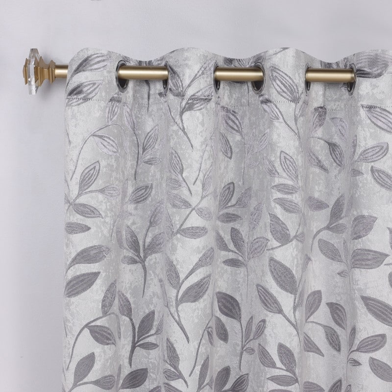 Superior Modern Bohemian Leaves Room Darkening Curtains with Grommets