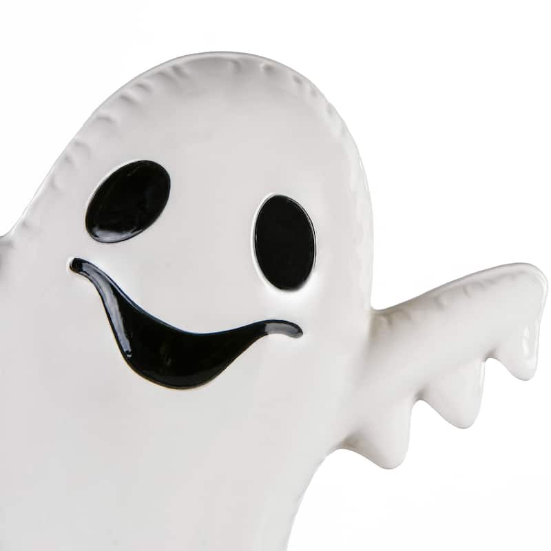 National Tree Company Halloween Tabletop Decoration, White, Happy Ghost, 9 Inches - 9 in