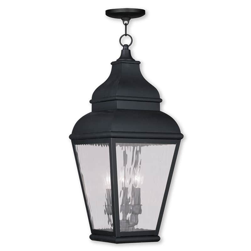 Livex Lighting 3-light Black Outdoor Chain Lantern, 2610-04 - 10" SQ X 25" H
