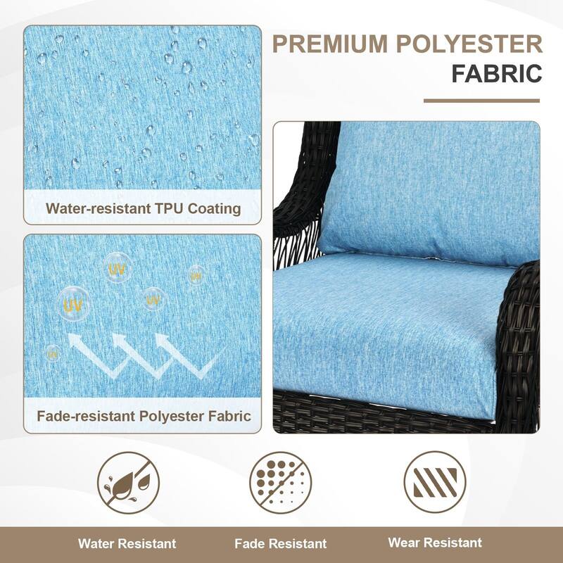 Aoodor Outdoor Deep Seat Cushion Set, Waterproof Patio Furniture Cushions with Adjustable Straps & Removable Cover, Set of 2