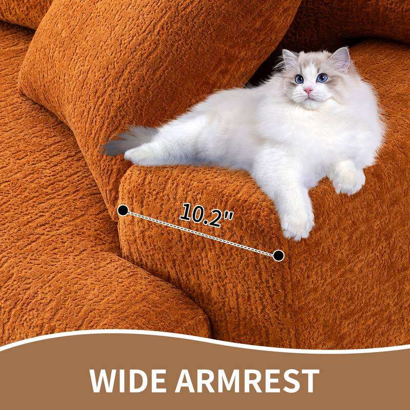 GDFStudio - Wood Grain Chenille 4-Seater 103.6" Compression Sofa