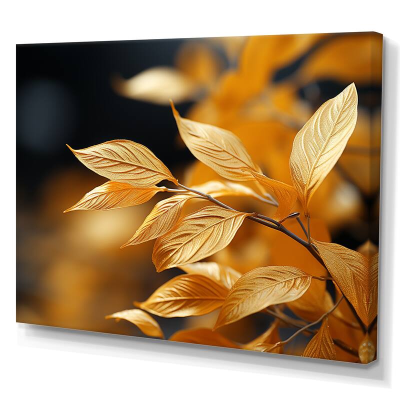 Designart "Golden Foliage Leaves" Leaves Wall Art