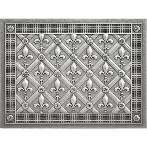 Backsplash Tile for Kitchen and Fireplace Fleur De Lis 12 x 16 Metal Mural Brushed Nickel