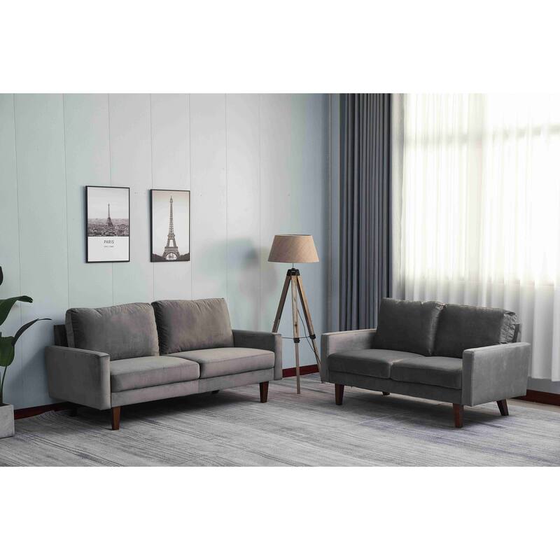 Velvet 2 Piece Loveseat and Sofa Living Room Set
