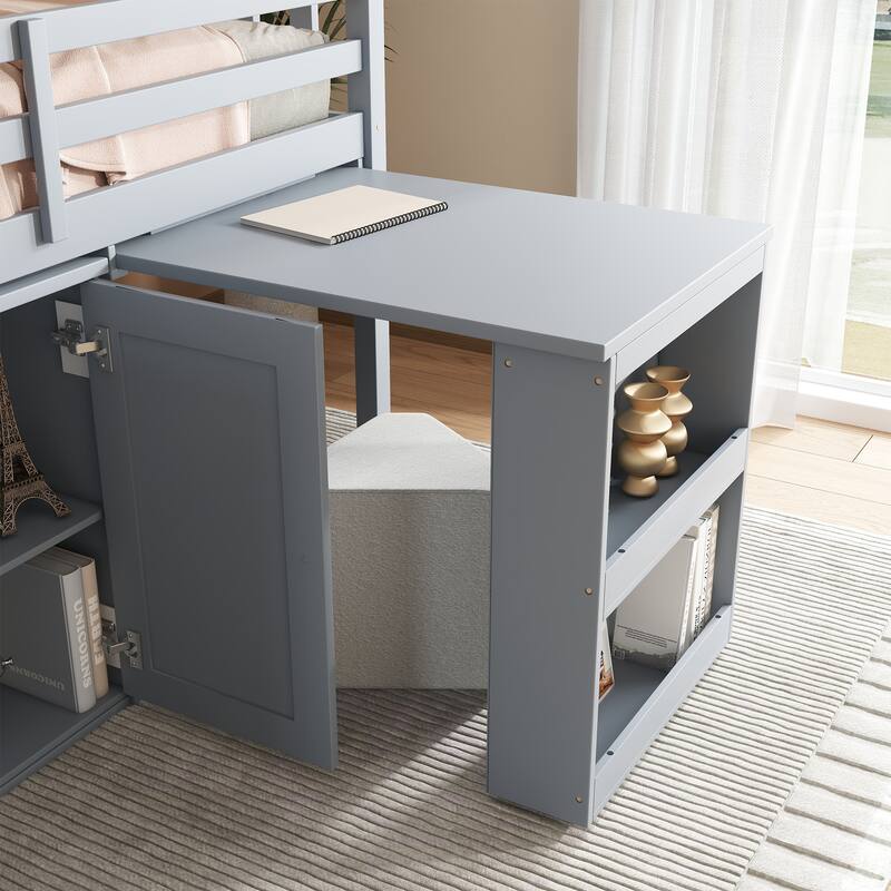 Loft Bed with Storage Cabinet