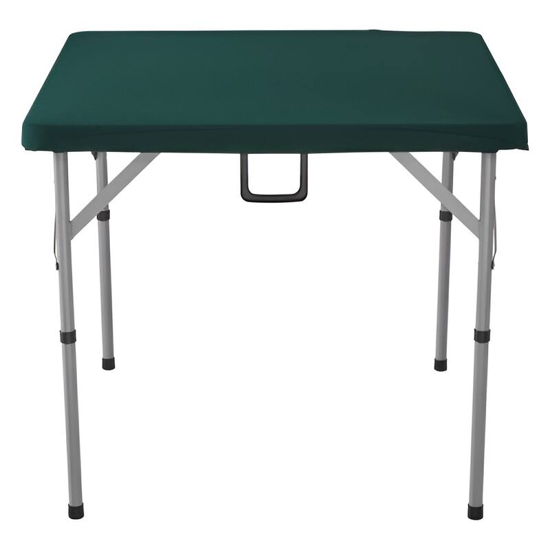 White HDPE Folding Card Table with Handle for 4 Players, Indoor or Outdoor - 34” L x 34” W x 29.13” H - Green