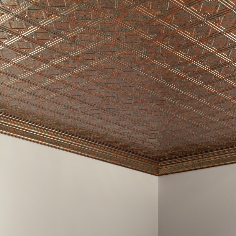 FASÄDE Traditional Style 4 Decorative Vinyl 2ft x 4ft Glue Up Ceiling Panel in Copper Fantasy (5 Pack)