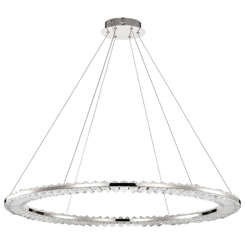 Nova LED 36 Inch Round Pendant Polished Nickel Finish K9 Crystal - Polished Nickel